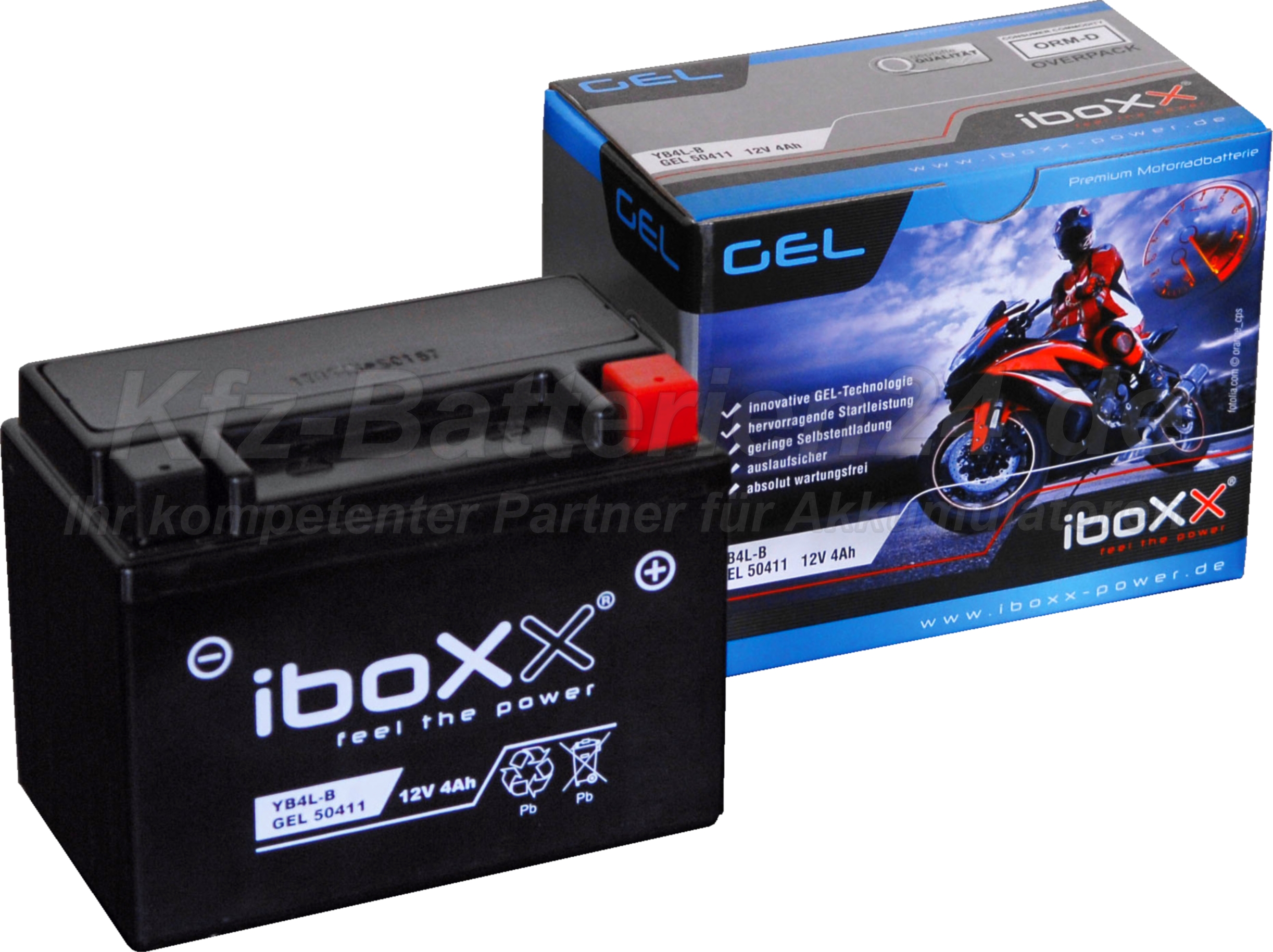 GEL Motorradbatterie 12V 4Ah 50411  YB4L-B Gelbatterie